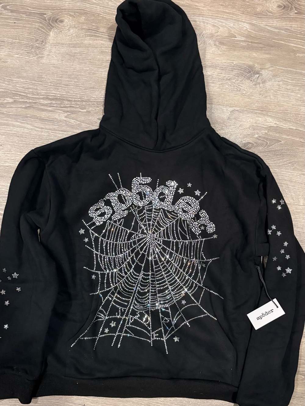 PPLA Black Rhinestone Spiderweb Hoodie - Men